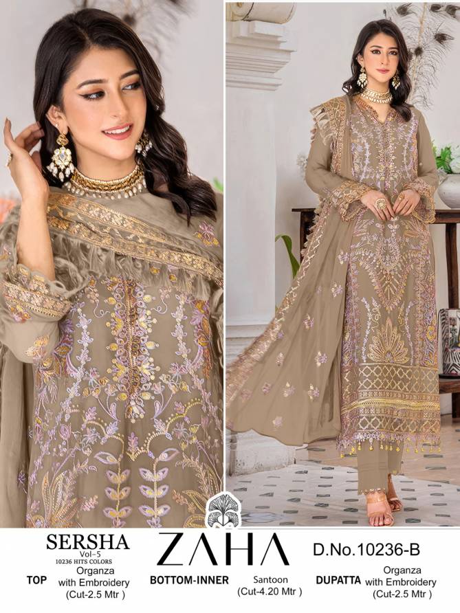 Sersha Vol 5 By Zaha Organza Pakistani Suits Wholesale Shop In Surat
